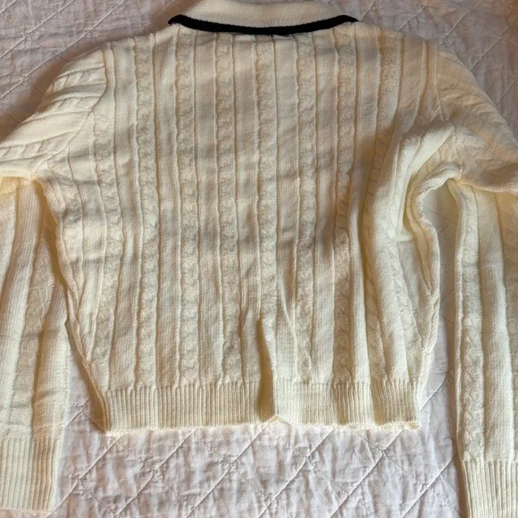 RIHOAS Cream Cable Knit Sweater with Black Trim - Picture 3 of 5